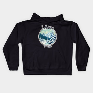 Verbier Switzerland Ski travel logo Kids Hoodie